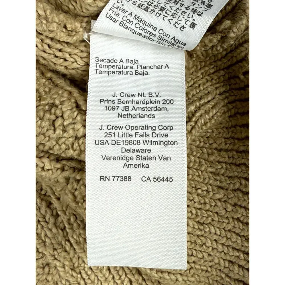 J. Crew Women’s Mock neck Cable Knit Sweater Cotton Blend Cashew Size M